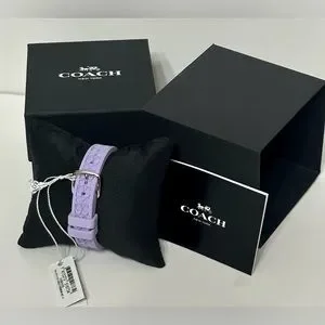 NWT Coach Boyfriend 14504102 Purple Signature Strap Watch Coach Boyfriend 14504102 Purple Silicone Silver Logo Dial  main image 4